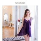 大尺碼Annabery深紫柔紗短版不規則二件式睡衣(特)