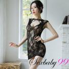 迷情愛戀-性感鏤空露背齊臀連身貓裝