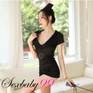 愛的照護-性感低胸包臀三件式護士角色服-黑色