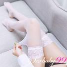 大尺碼矽膠防滑蕾絲大腿絲襪-白色