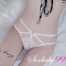 月夕花朝-低腰款緹花蕾絲性感丁字褲-白色