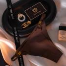 (大尺碼)歐美風細帶環扣低腰性感內褲-深棕色XL