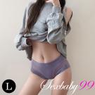 (大尺碼)美臀透氣無痕中腰三角褲-灰藍色L